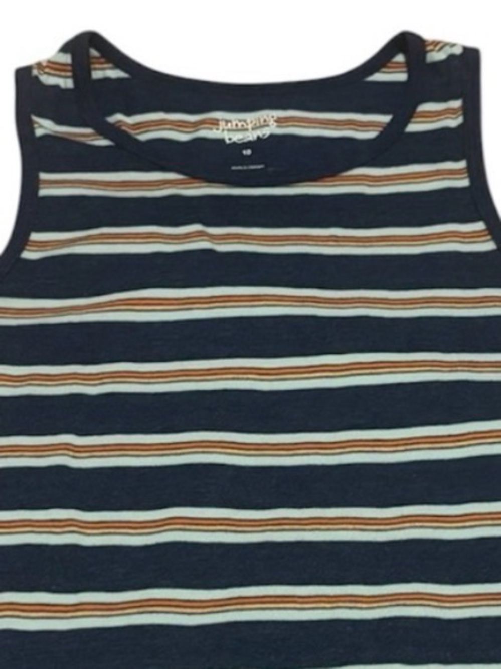 jumping beans Navy Striped Tank Top with Cream and Brown Accents